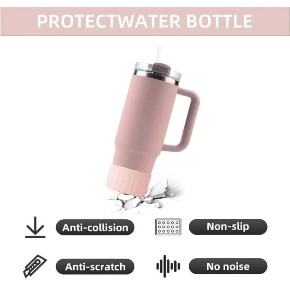 Protective Silicone Boot Sleeve Cover for Stanley Quencher 20-40oz Tumbler Rose